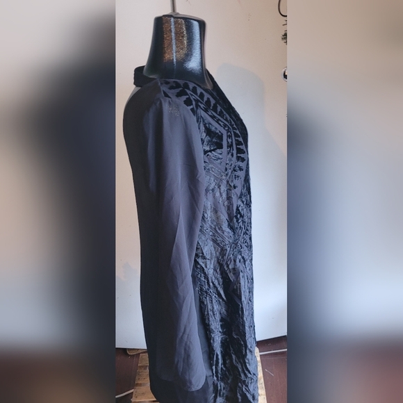 Le Chateau Black Semi Sheer Long Sleeve Tunic L - Picture 4 of 7